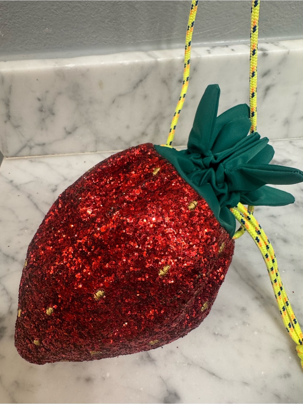 Crewcuts Red Sequin Strawberry Crossbody Bag with Green Top